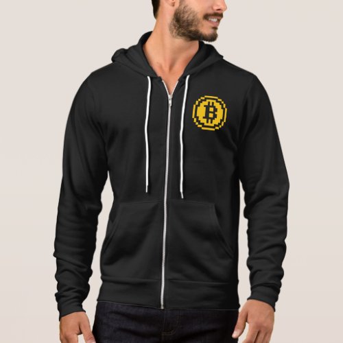 Bitcoin BTC 8_Bit Logo  Zip Hoodie