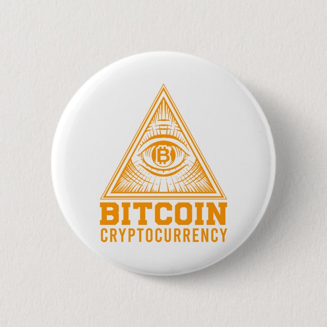 Bitcoin BTC All Seeing Eye Crypto Illuminati Gift Button (Front)