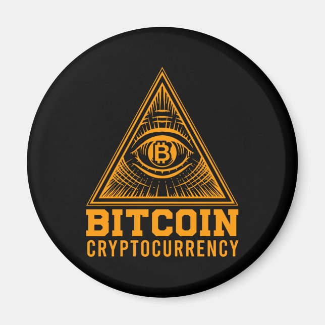 Bitcoin BTC All Seeing Eye Crypto Illuminati Gift Magnet (Front)