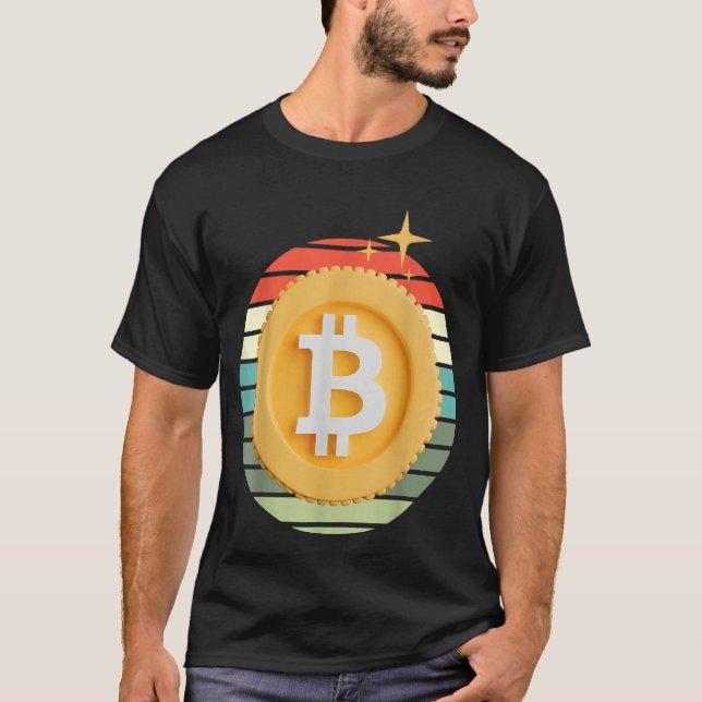 Bitcoin BTC Crypto Cryptocurrency Retro Sunset Inv T-Shirt (Front)