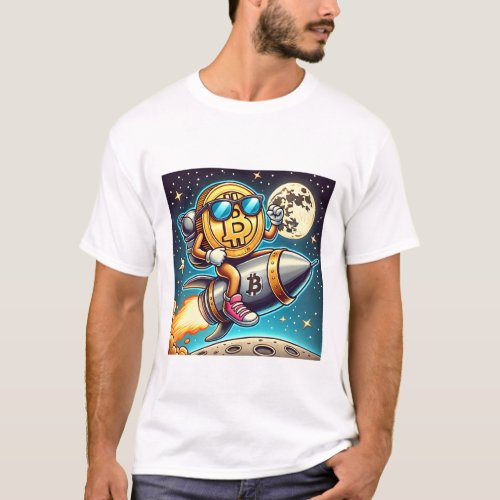 Bitcoin BTC Crypto to the Moon Funny design T_Shirt