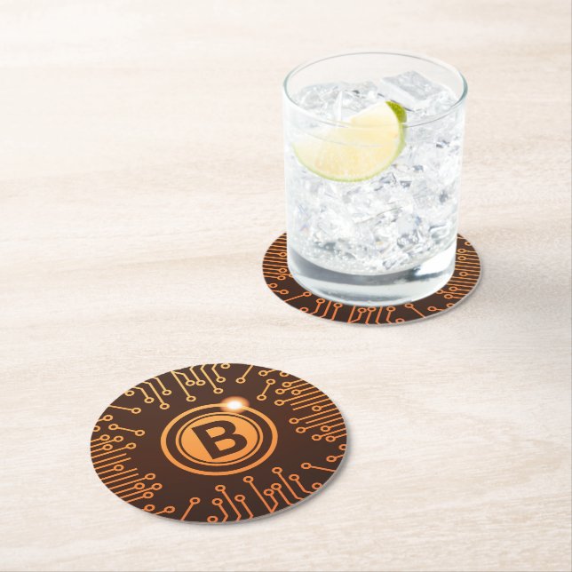 Bitcoin BTC Cryptocurrency Blockchain Round Paper Coaster (Insitu)