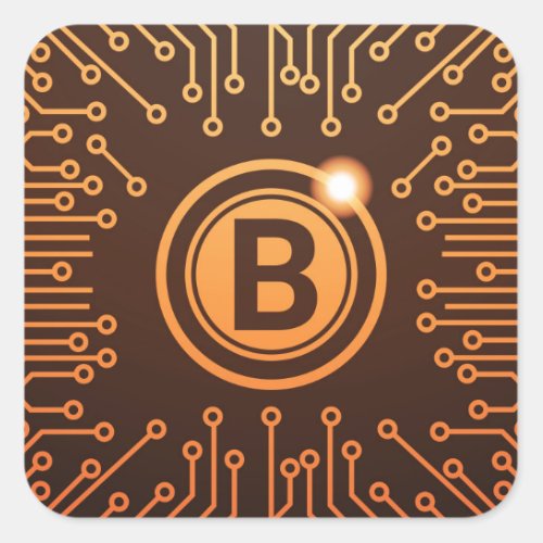 Bitcoin BTC Cryptocurrency Blockchain Square Sticker