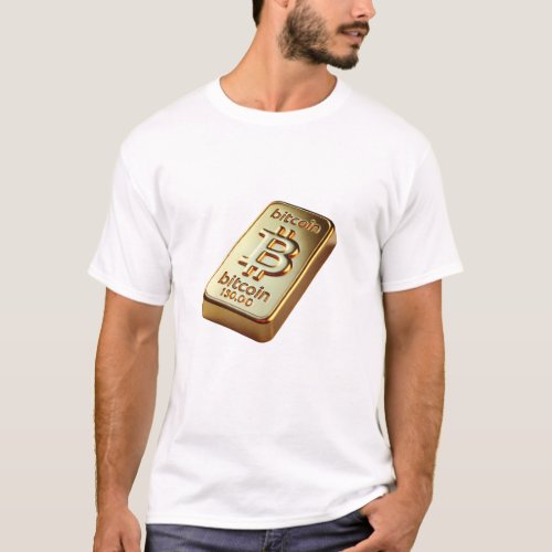 Bitcoin BTC Gold Bar Crypto Design Digital Gold T_Shirt