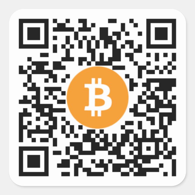 Bitcoin (BTC) Wallet QR Code Sticker - Square (Front)