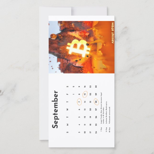 Bitcoin Calendar 2023 September-October Holiday Card (Front)