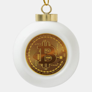 Bitcoin Ceramic Ball Christmas Ornament