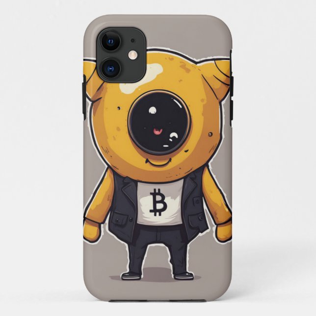 Bitcoin Character iPhone 11 Case – Whimsical and E (Back)