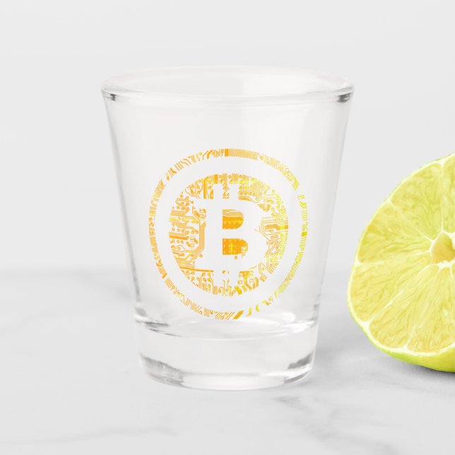 Bitcoin Circuitry Vendredi Shot Glass (Front)