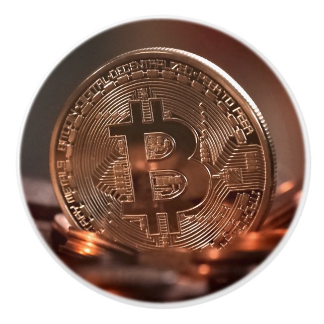 Bitcoin Coaster Ceramic Knob (Front)