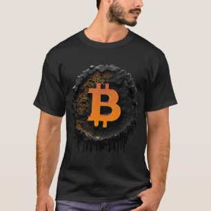 Bitcoin Coin Crypto Illustration Dark Black  5 T-Shirt