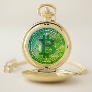 Bitcoin Coin Greenleaf Pocket Watch