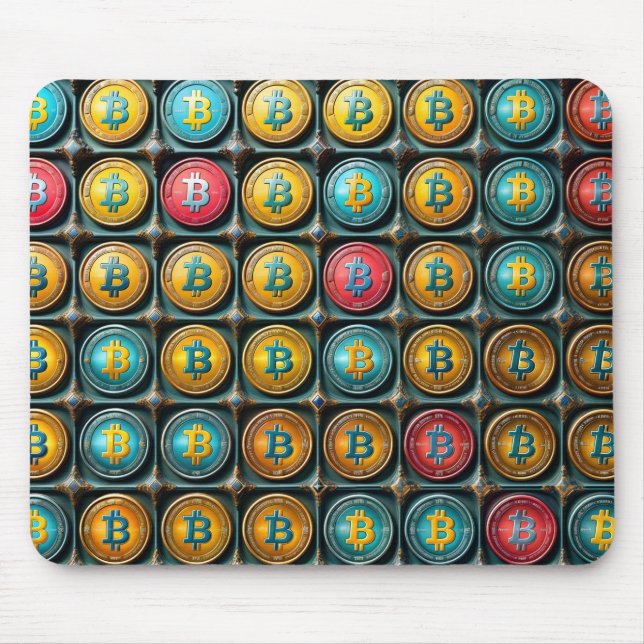 Bitcoin Coloring Currency set within compartment Mouse Pad (Front)