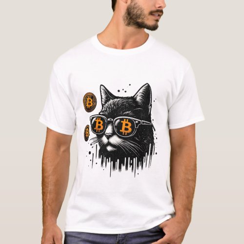 Bitcoin Cool Cat _ Trendy Crypto Enthusiast Design T_Shirt