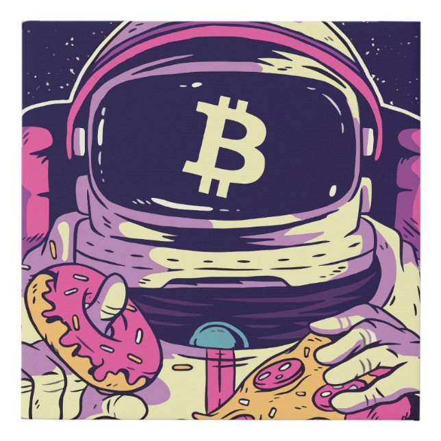 BITCOIN-Crypto Astronaut Faux Canvas Print (Front)