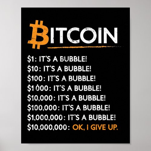 Bitcoin Crypto Bitcoin ItS A Bubble Bubble Poster