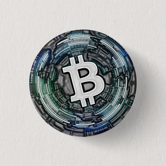BITCOIN Crypto Coin Logo BTC Cryptocurrency Trader Button (Front)