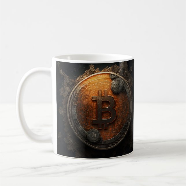 Bitcoin crypto currency design coffee mug (Left)