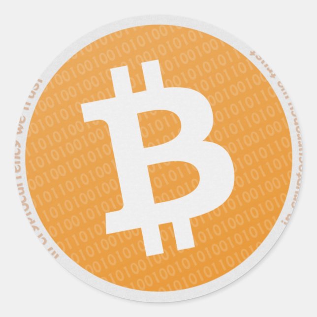 Bitcoin crypto currency round sticker (Front)