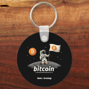 Bitcoin Crypto Moon Astronaut Design BTC Keychain