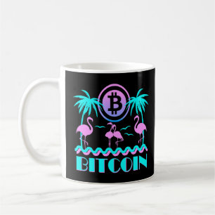 Bitcoin Crypto Retro 80s Flamingo  Coffee Mug