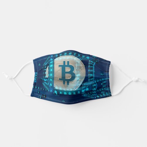 Bitcoin Cryptocurrency Blockchain Blue Silver Adult Cloth Face Mask