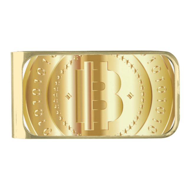 Bitcoin Cryptocurrency Gold Finish Money Clip (Front)