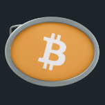 Bitcoin Cryptocurrency Logo Belt Buckle<br><div class="desc">This design features a logo for the Bitcoin cryptocurrency. The logo is an orange circle with a white stylized B in the center. Cryptocurrency is a decentralized currency that operates on blockchain technology without needing a central authority like a bank. Bitcoin is the first and most well-known cryptocurrency, launched in...</div>