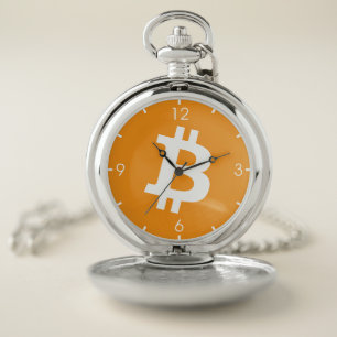 Bitcoin Cryptocurrency Logo Pocket Watch