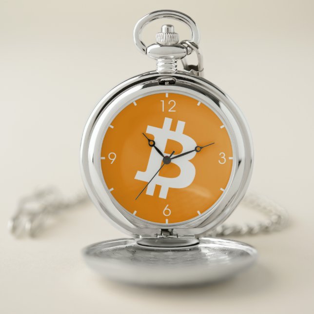 Bitcoin Cryptocurrency Logo Pocket Watch (Inside)