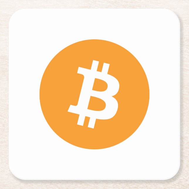 Bitcoin Cryptocurrency Logo Square Paper Coaster (Front)