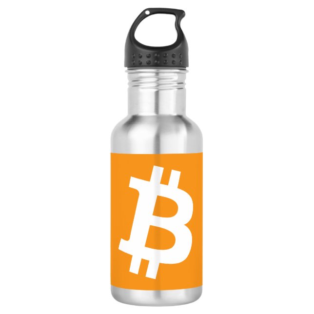 Bitcoin Cryptocurrency Logo Stainless Steel Water Bottle (Front)
