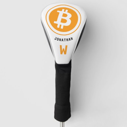 Bitcoin Cryptocurrency Monogrammed Name Golf Head Cover
