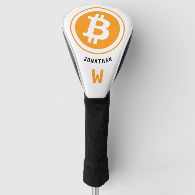 Bitcoin Cryptocurrency Monogrammed Name Golf Head Cover (Front)
