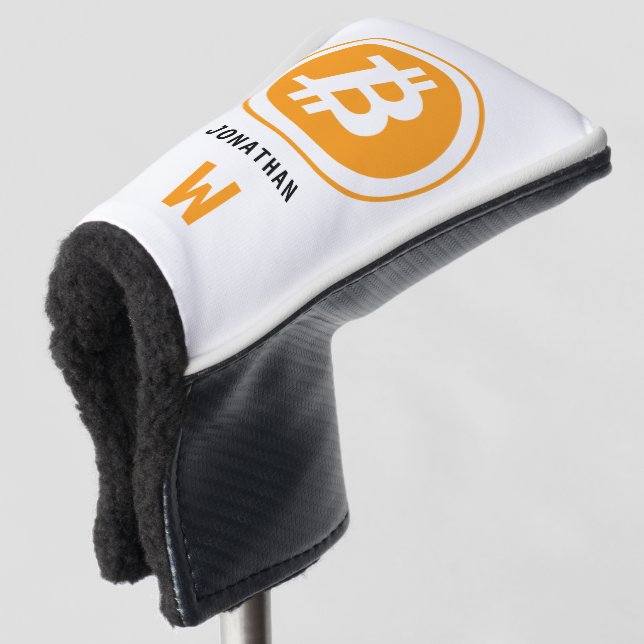 Bitcoin Cryptocurrency Monogrammed Name Golf Head Cover (3/4 Front)