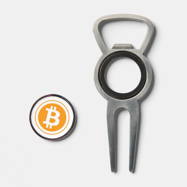 Bitcoin Cryptocurrency Novelty Divot Tool (Front (Open))