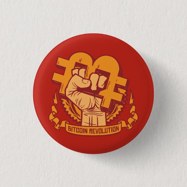 Bitcoin Cryptocurrency Revolution Button (Front)