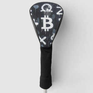 Bitcoin Currency Street Art (Black Painting No. 5) Golf Head Cover
