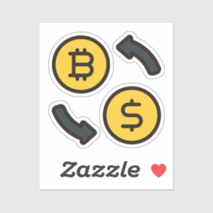 Bitcoin Currency to Dollar Icons Cutout Sticker