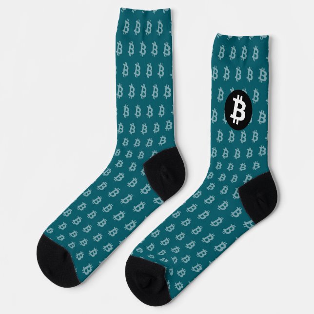 Bitcoin Dark Teal (Style 2) Socks (Left)