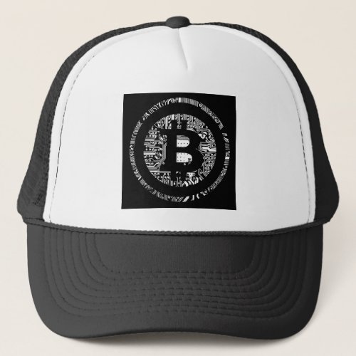 Bitcoin Detail in BW Trucker Hat