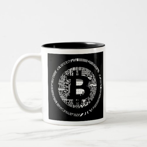 Bitcoin Detail in BW Two_Tone Coffee Mug