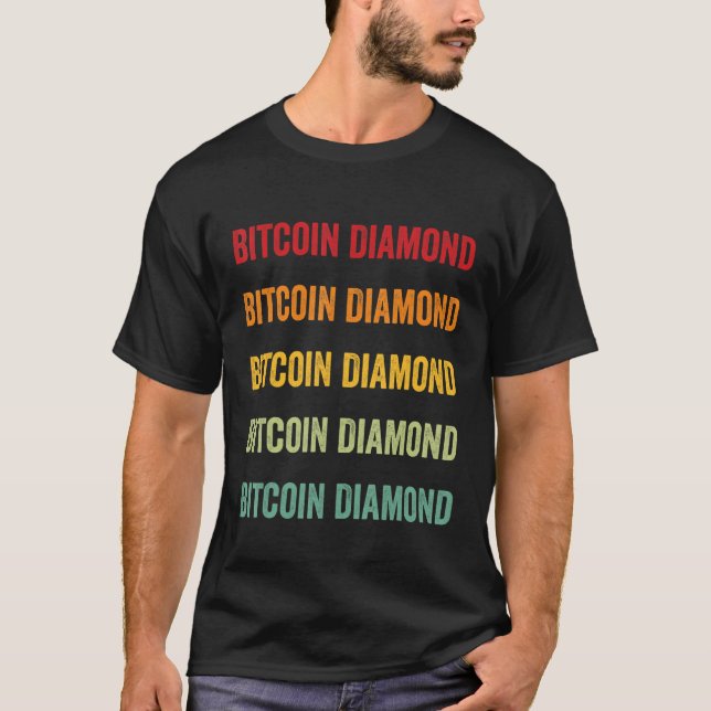 Bitcoin Diamond Crypto Rainbow Text Design T-Shirt (Front)