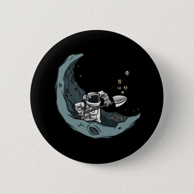 Bitcoin Digger, Astronaut Crypto Miner Button (Front)