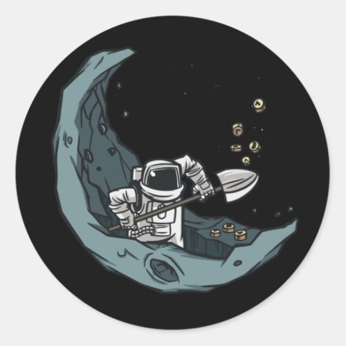 Bitcoin Digger Astronaut Crypto Miner Classic Round Sticker