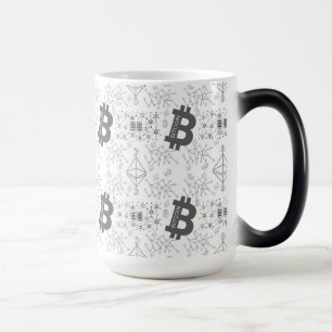 Bitcoin Digital Cryptocurrency Black White Pattern Color Morph Mug