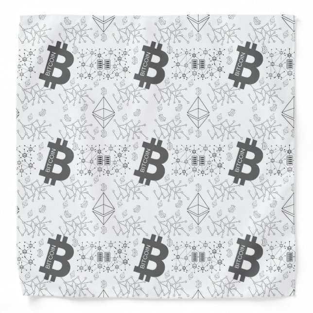 Bitcoin Digital Cryptocurrency White Black Money Bandana (Front)