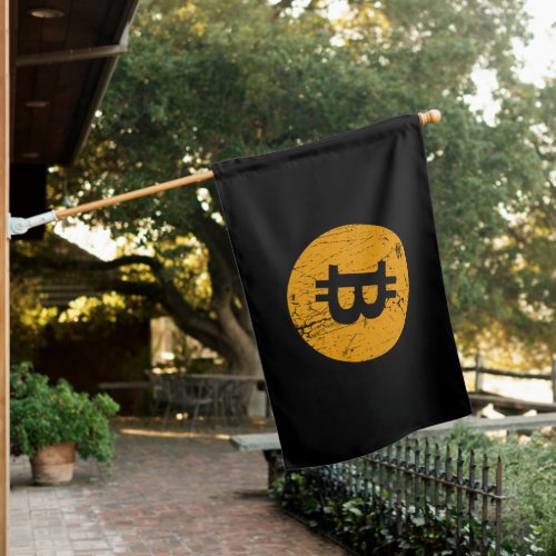 bitcoin digital currency money coin blockchain fin house flag