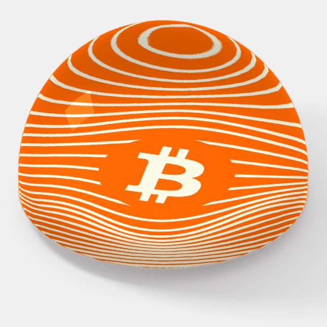 Bitcoin Force (Bright Orange) Paperweight (Angled)