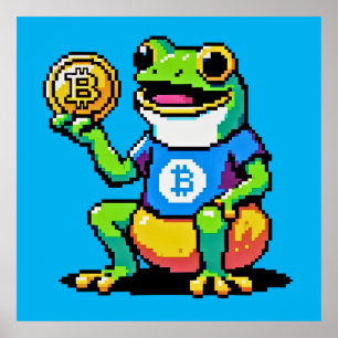 Bitcoin Frog - 8-Bit Crypto Journey Poster
